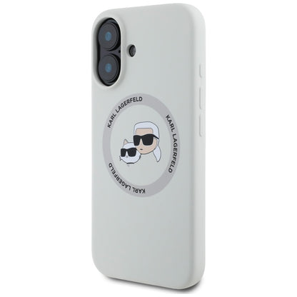 Karl Lagerfeld Silicone Double Heads And Circle MagSafe – dėklas skirtas iPhone 16 (smėlio spalvos)