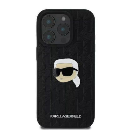 Karl Lagerfeld Monogram Karl Head smeigtukas – dėklas iPhone 16 Pro (juodas)