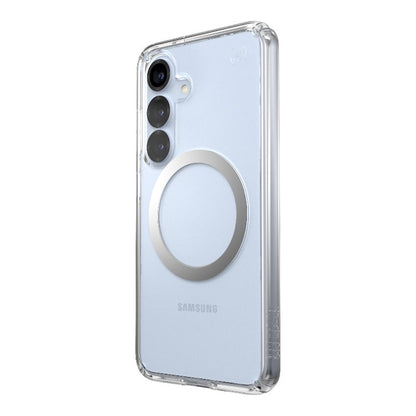 Speck Presidio Perfect-Clear Magnet - dėklas, skirtas Samsung Galaxy S25 / S24 MagSafe (permatomas / chromuotas / šviesiai sidabrinis)