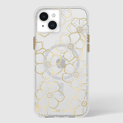 Case-Mate Floral Gems MagSafe – iPhone 15 Plus dėklas (auksinis)