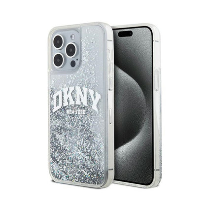DKNY Skysti blizgučiai Didelis logotipas – dėklas skirtas iPhone 15 Pro Max (baltas)