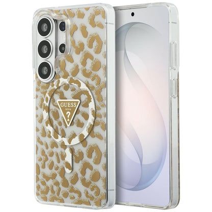 Guess IML Leopard Print Triangle MagSafe - Samsung Galaxy S26 Ultra dėklas (rudas)