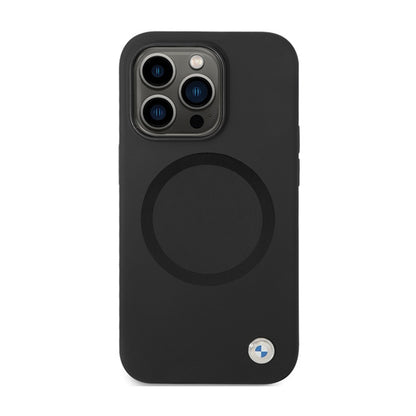 BMW Signature Liquid Silicone MagSafe – „iPhone 14 Pro“ dėklas (juodas)