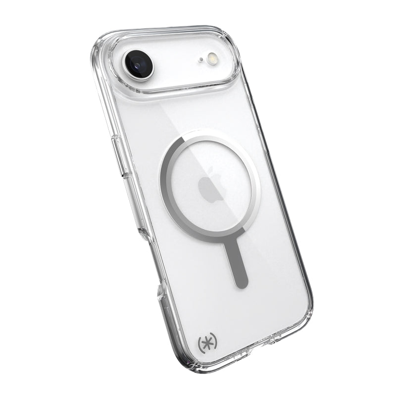 Speck Presidio Perfect Clear MagSafe – iPhone Air dėklas (Skaidrus / Sidabrinis)
