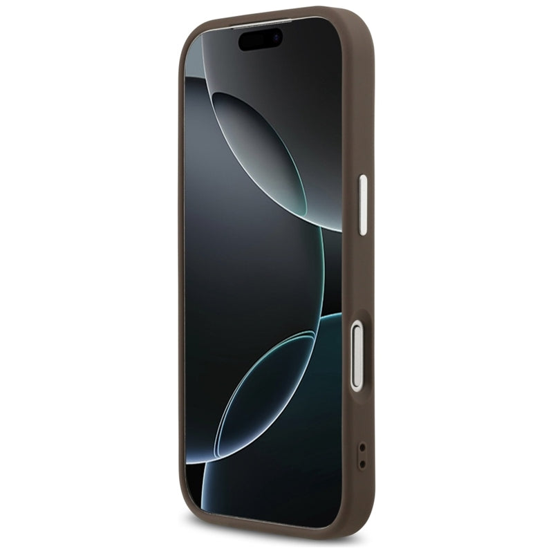 Guess 4G Triangle Logo MagSafe dėklas iPhone 17 Pro (rudas)