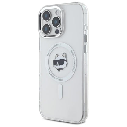 Karl Lagerfeld IML Metal Choupette Head MagSafe – dėklas, skirtas „iPhone 16 Pro“ (baltas)