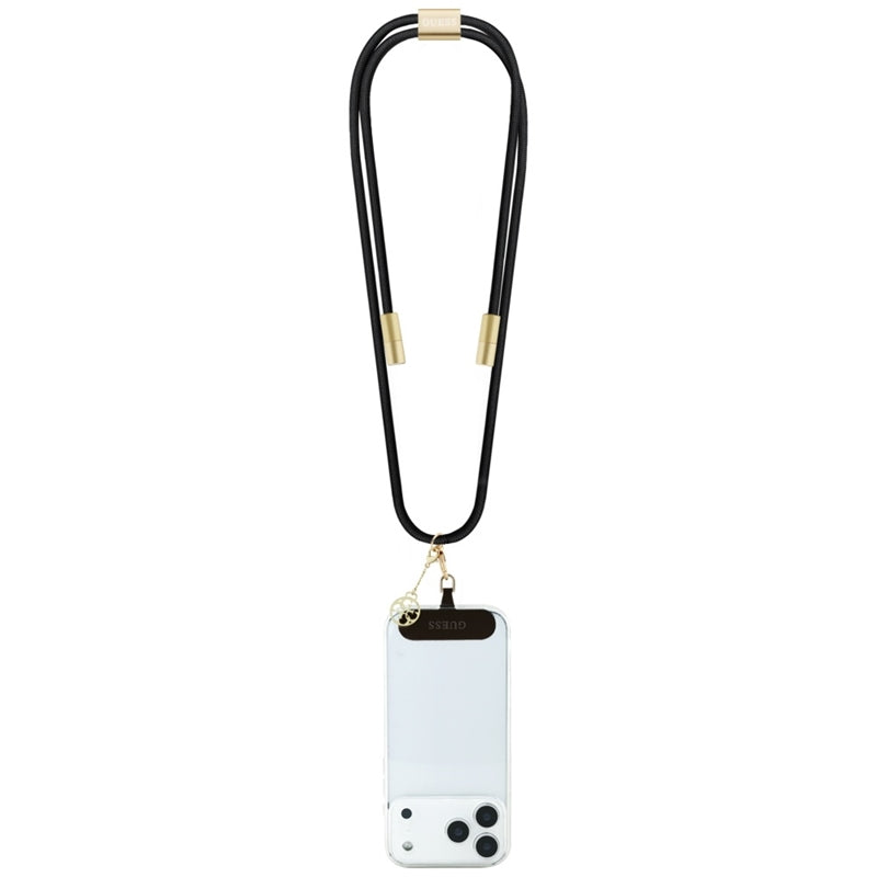 Guess Per Petį Dirželis 4G Pakabukas - Universalus Telefono Dirželis / USB-C į USB-C Kabelis 1.5m (Juodas)