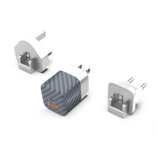 Energizer Ultimate – daugiafunkcis EU / UK / US tinklo įkroviklis GaN 38W PD + QC3.0 (sidabrinis)