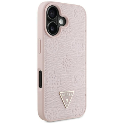Guess Grained Hot Stamp Peony Triangle Logo MagSafe - „iPhone 16“ dėklas (rožinis)