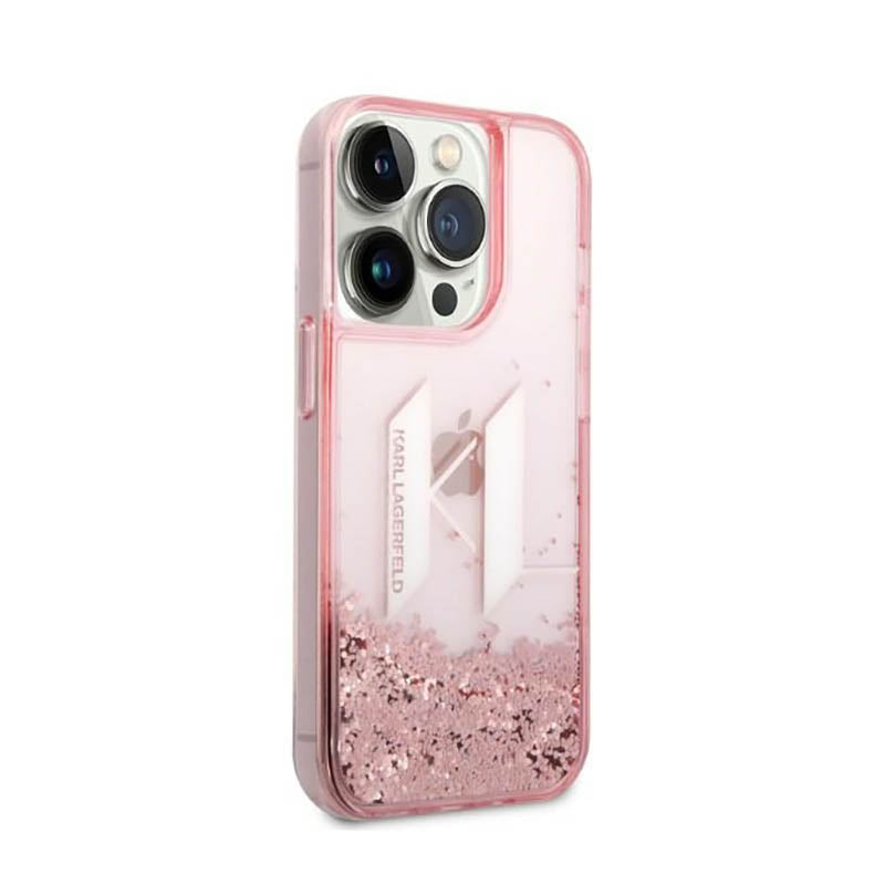 Karl Lagerfeld Liquid Glitter Big Logo dėklas – dėklas iPhone 14 Pro (rožinis)