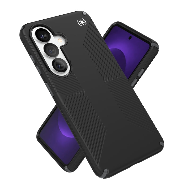 Speck Presidio2 Grip Magnet – Samsung Galaxy S26 MagSafe dėklas (juoda/skalūno pilka/balta)