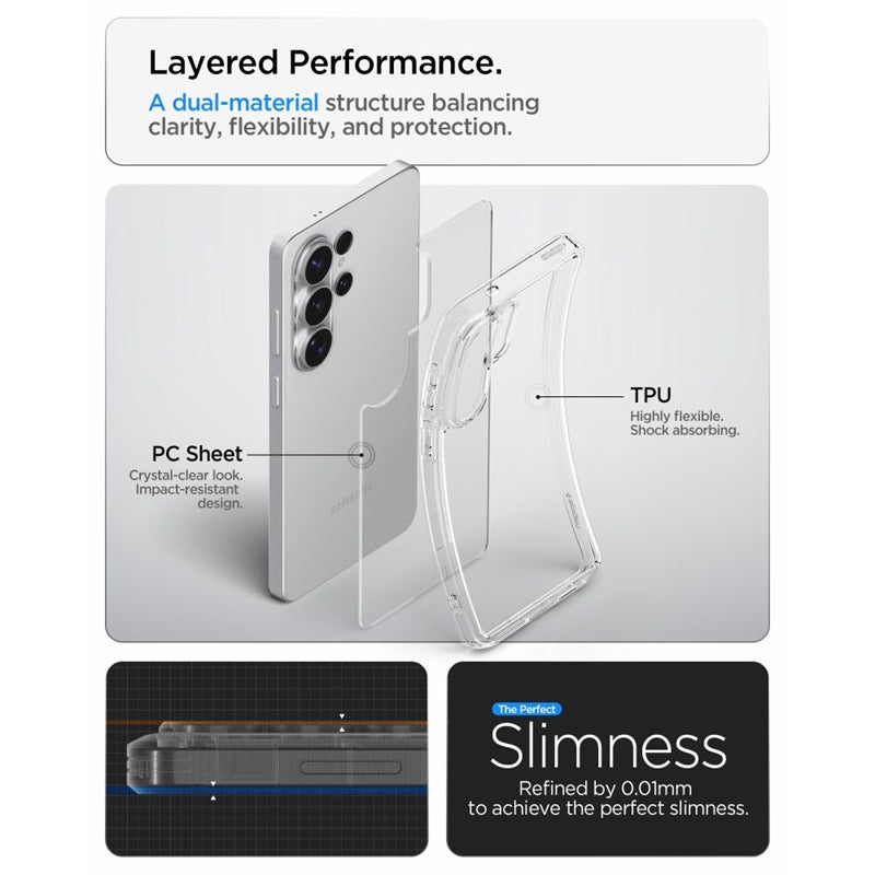 Spigen Ultra Hybrid – dėklas, skirtas Samsung Galaxy S26 Ultra (skaidrus)