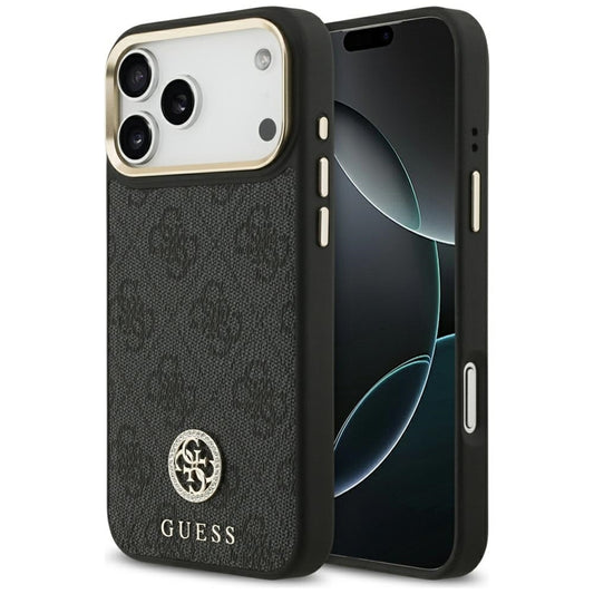 Guess 4G Strass Logo MagSafe dėklas iPhone 17 Pro Max (juodas)