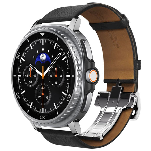 Spigen Enzo - Tikros odos dirželis skirtas Samsung Galaxy Watch 8 / 8 Classic 40 / 44 / 46 mm (Juodas)