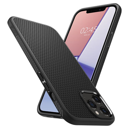 Spigen Liquid Air – dėklas, skirtas „iPhone 12 Pro“ / „iPhone 12“ (juodas)