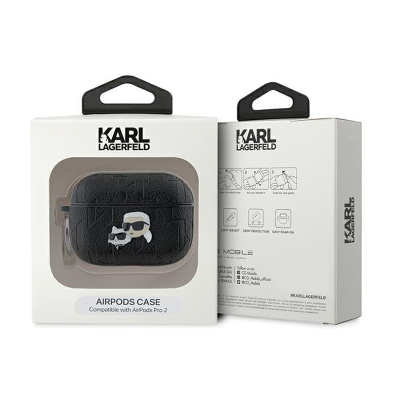 Karl Lagerfeld Monogram Karl & Choupette galva - AirPods Pro 2 dėklas (juodas)