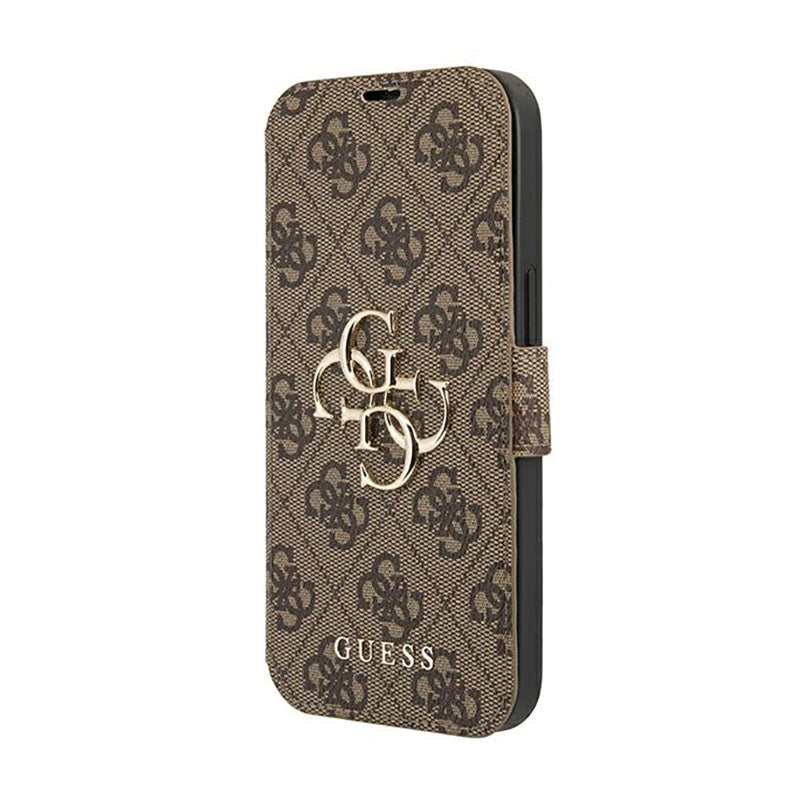 Guess Booktype 4G Big Metal Logo – dėklas iPhone 13 Pro (ruda)