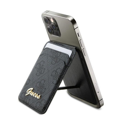 Guess Piniginė su kortelių laikikliu ir stovu MagSafe 4G Classic Logo – Magnetinė piniginė su stovo funkcija (juoda)