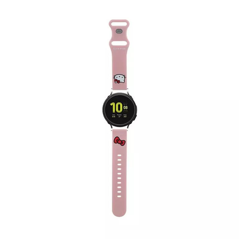 Hello Kitty Silikonas Kitty Galvutė - Universalus 20 mm išmaniojo laikrodžio dirželis (rožinis)