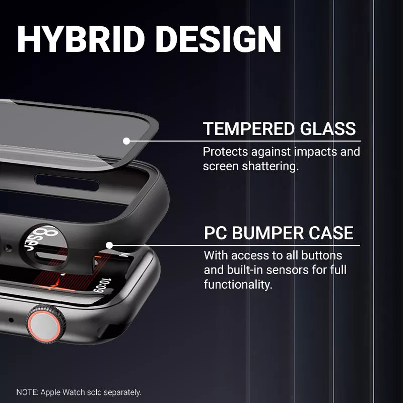 Crong Hybrid laikrodžio dėklas - dėklas su stiklu, skirtas Apple Watch 45 mm (Starlight)