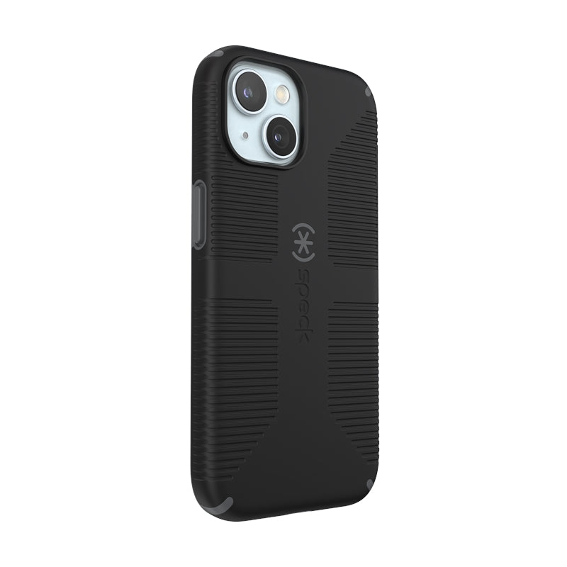 Speck Candyshell Grip MagSafe dėklas - iPhone 17e / 16e / 15 / 14 / 13 (Juodas / Skalūno pilkos)