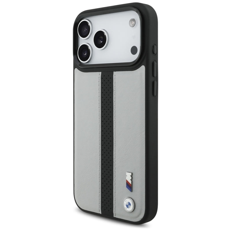 BMW M perforuotos juostelės logotipas MagSafe - iPhone 17 Pro Max dėklas (pilkas)
