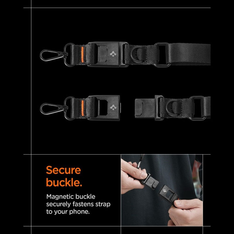 Spigen DA30M Dirželis Per Petį Crossbody – Universalus telefono dirželis / raištis (juodas)