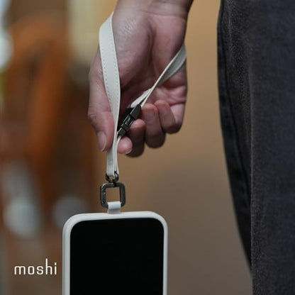 Moshi 2-in-1 riešo ir kūno dirželis su adapteriu – ekologiškos odos telefono dirželis (Misty Coral)