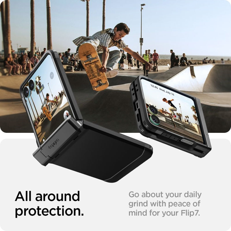 Spigen Tough Armor Pro Mag MagSafe – dėklas, skirtas Samsung Galaxy Z Flip 7 (juodas)