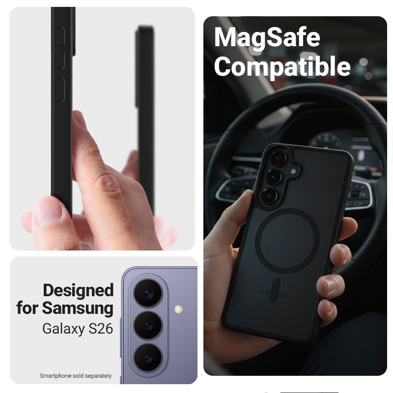 Crong Hybrid Matte Magnetic - MagSafe dėklas, skirtas Samsung Galaxy S26 (levandų)