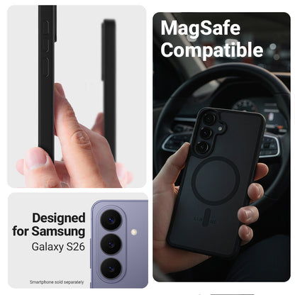Crong Hybrid Matte Magnetic - MagSafe dėklas, skirtas Samsung Galaxy S26 (levandų)