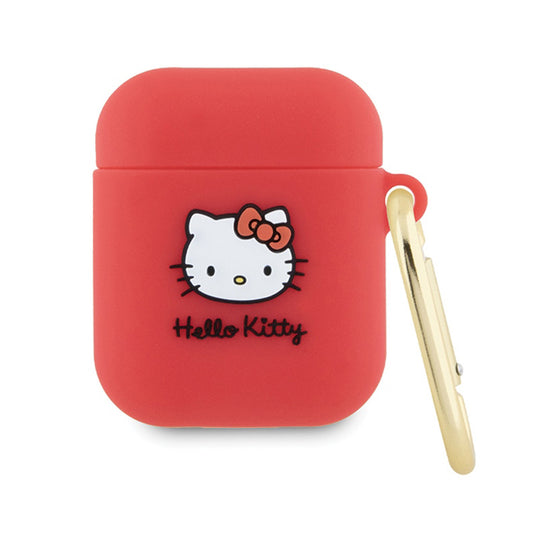 Hello Kitty silikoninis 3D katytės galvutės dėklas – skirtas AirPods 1/2 kartai (fuksija)