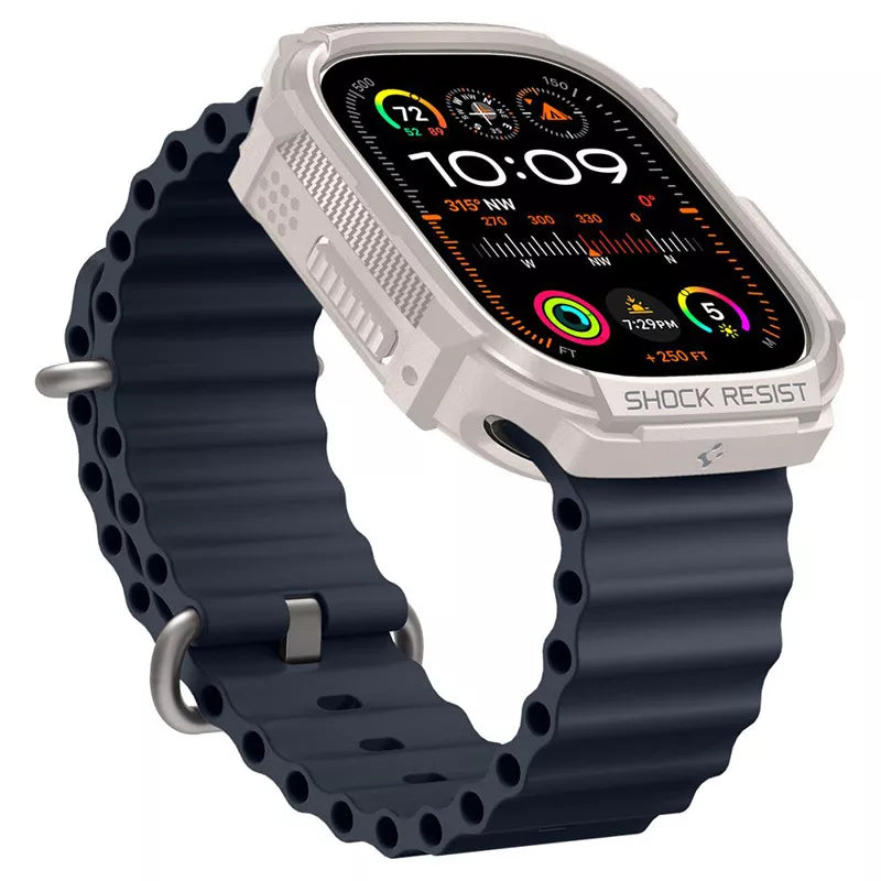 Spigen Rugged Armor - dėklas, skirtas Apple Watch Ultra 1/2 49 mm (smėlio spalvos)