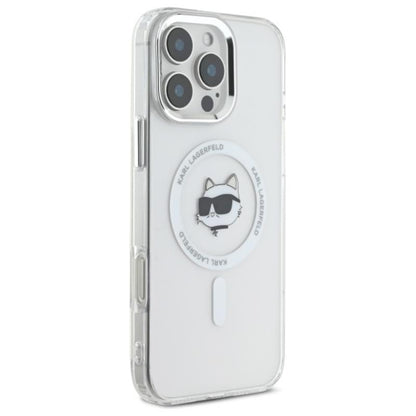 Karl Lagerfeld IML Metal Choupette Head MagSafe – dėklas, skirtas „iPhone 16 Pro“ (baltas)