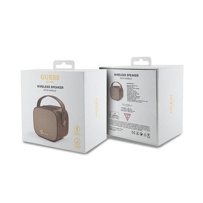 Guess mini Bluetooth garsiakalbis 4G Leather Script Logo su dirželiu - Bluetooth garsiakalbis V5.3 (rudas)
