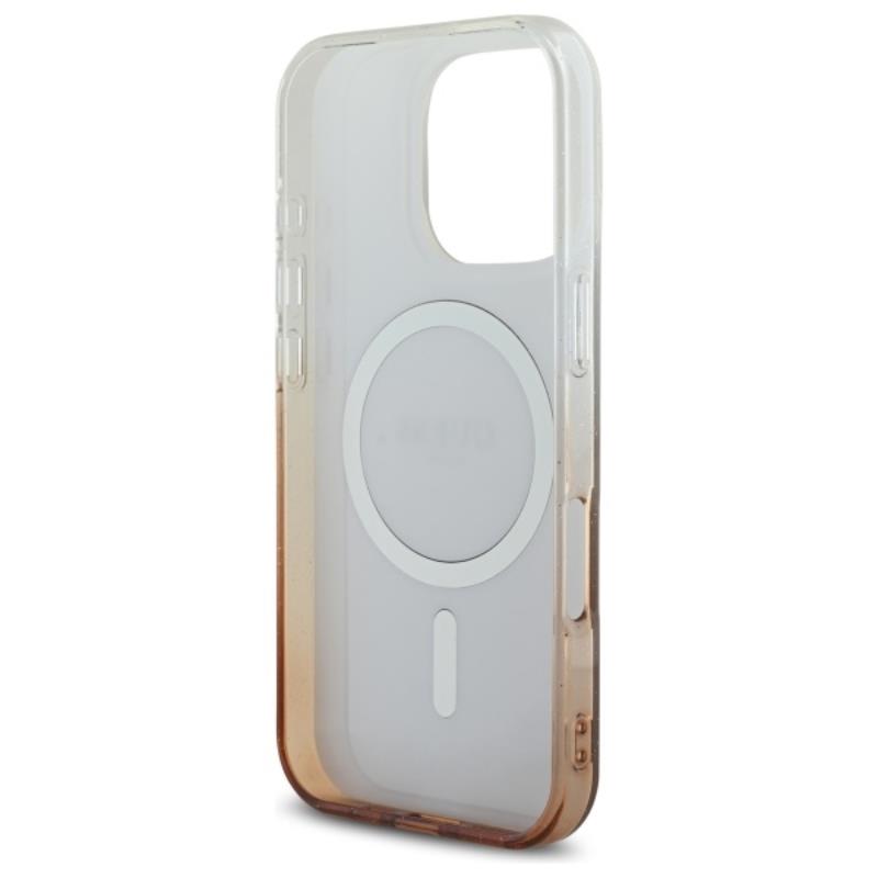 Guess IML blizgučių gradiento MagSafe – dėklas, skirtas „iPhone 16 Pro“ (rudas)