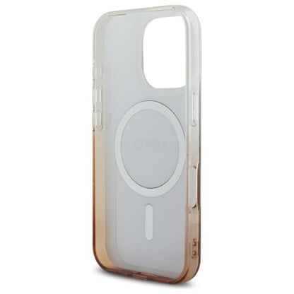 Guess IML blizgučių gradiento MagSafe – dėklas, skirtas „iPhone 16 Pro“ (rudas)