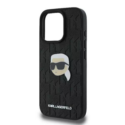 Karl Lagerfeld Monogram Karl Head smeigtukas – dėklas iPhone 16 Pro (juodas)