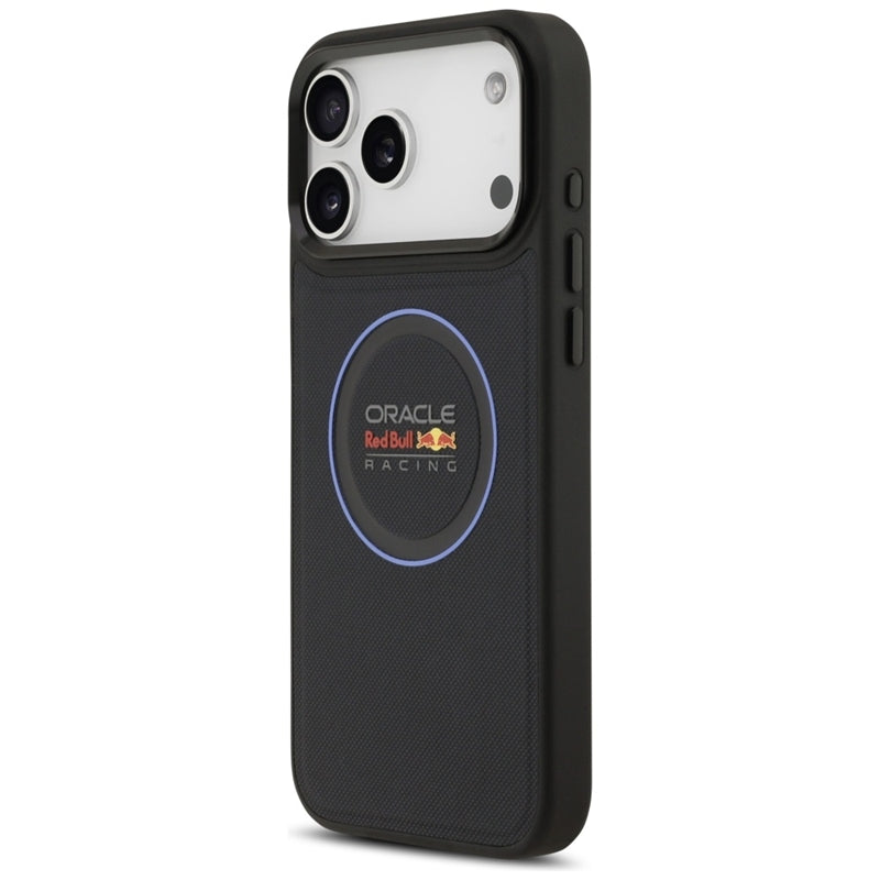 Red Bull Mėlynas tinklinis žiedas ir metaliniai mygtukai MagSafe – iPhone 17 Pro Max dėklas (Tamsiai mėlynas)