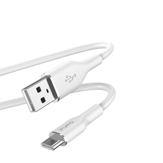 PURO ICON Soft Cable - USB-A į USB-C laidas 1,5 m (baltas)