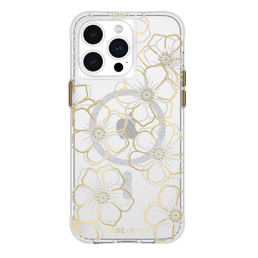 Case-Mate Floral Gems MagSafe - iPhone 15 Pro Max dėklas (aukso spalvos)