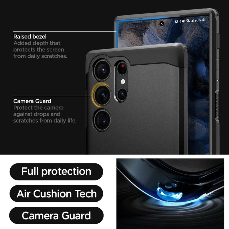 Spigen Tough Armor – dėklas, skirtas „Samsung Galaxy S23 Ultra“ (juodas)