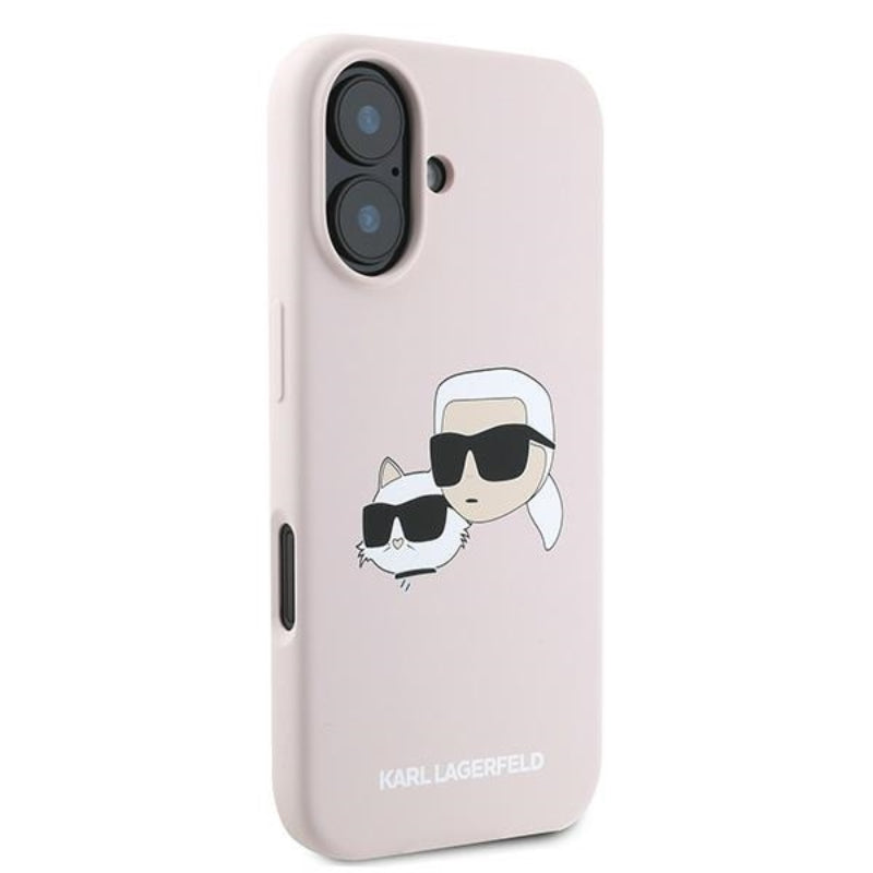Karl Lagerfeld Silicone Double Heads Print MagSafe – iPhone 16 Plus dėklas (rožinis)
