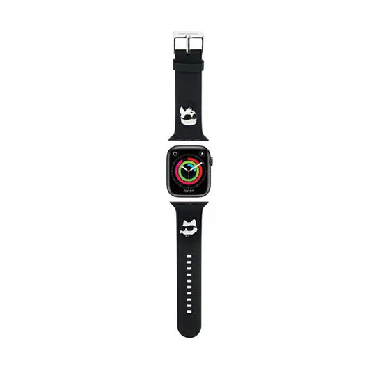 Karl Lagerfeld 3D Rubber Karl & Choupette Heads NFT – dirželis Apple Watch 42/44/45/49 mm (juodas)
