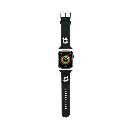 Karl Lagerfeld 3D Rubber Karl & Choupette Heads NFT – dirželis Apple Watch 42/44/45/49 mm (juodas)