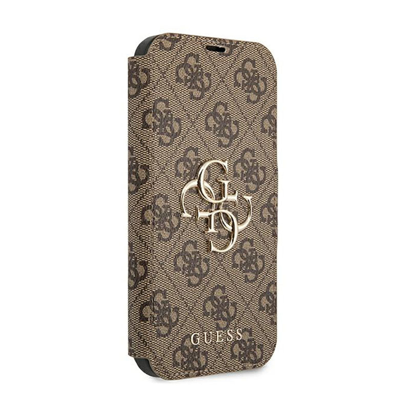 Guess Booktype 4G Big Metal Logo – dėklas iPhone 13 Pro (ruda)