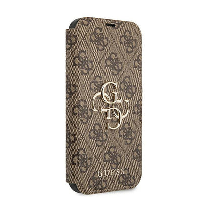 Guess Booktype 4G Big Metal Logo – dėklas iPhone 13 Pro (ruda)