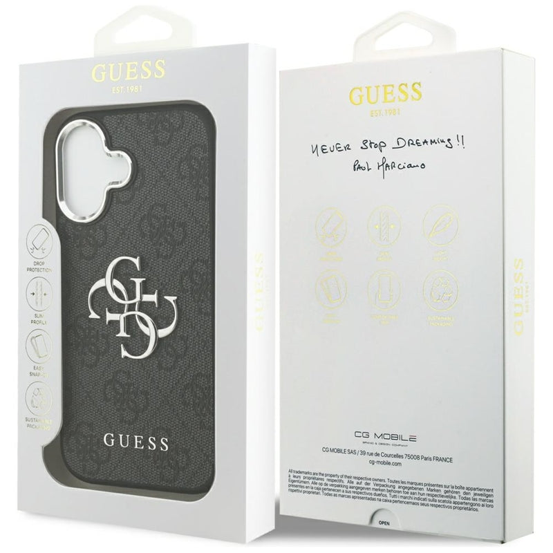 Guess 4G Big 4G Classic Logo dėklas iPhone 17 (juoda / sidabrinė)