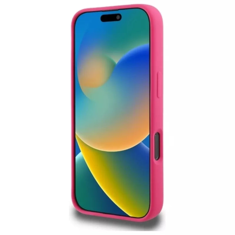 Karl Lagerfeld Silikoninis Choupette galvos atspaudas MagSafe - Dėklas iPhone 16 Pro (fuksijų spalvos)