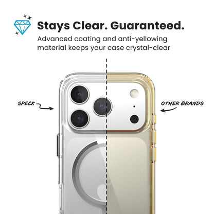 Speck Presidio Perfect Clear MagSafe dėklas – iPhone 17 Pro Max dėklas (skaidrus / sidabrinis)